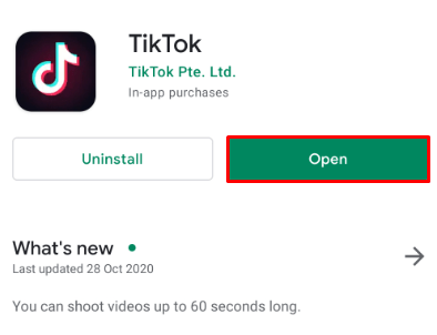 mở ứng dụng TikTok